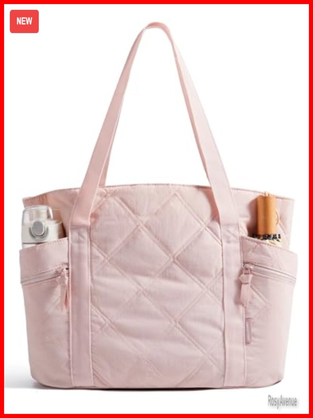 20L Puffer Work Tote with Zipper, Quilted Nurse Hospital Bag, Lightweight